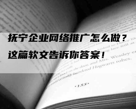 抚宁企业网络推广怎么做?这篇软文告诉你答案!-九九文章网