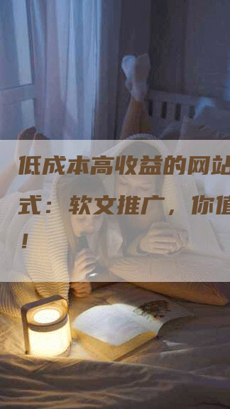 低成本高收益的网站推广方式：软文推广，你值得拥有！