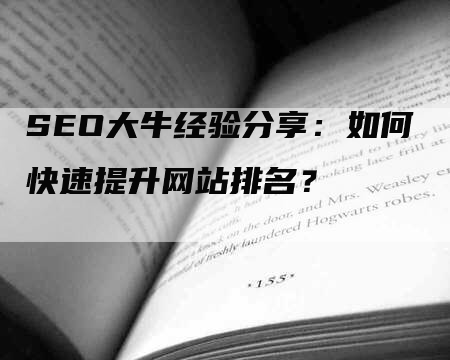SEO大牛经验分享：如何快速提升网站排名？