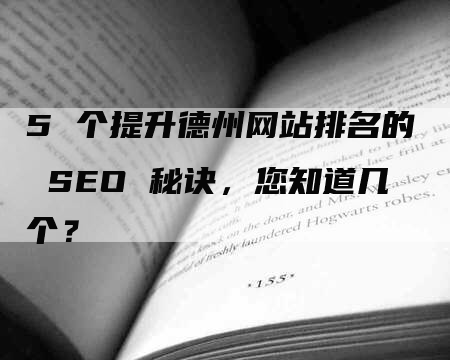 5 个提升德州网站排名的 SEO 秘诀，您知道几个？